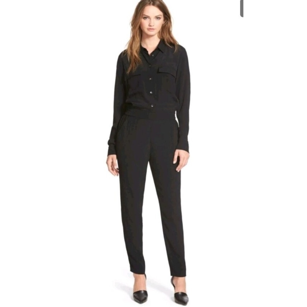 Madewell M New Black Pull On Jumpsuit  Viscose Crepe
